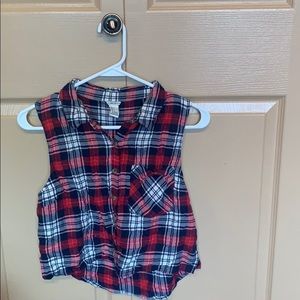 Small button-down plaid crop top